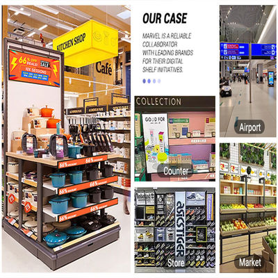 28 นิ้ว กระดานกระชับจอ LCD สาย Ultra Wide Strip ริมชั้นวางโฆษณา Digital Signage