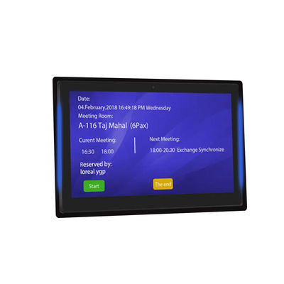10.1Inch RK3399 2+16GB แท็บเล็ตห้องประชุมติดผนัง NFC POE ระบบจองห้องประชุมด้วยแสงทั้งสองข้าง