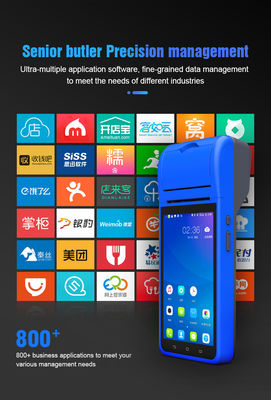 เครื่อง POS แบบพกพาขนาด 5.5 นิ้ว NFC อัจฉริยะ เครื่องปลายทางอัจฉริยะแบบพกพาพร้อมเครื่องพิมพ์กล้อง