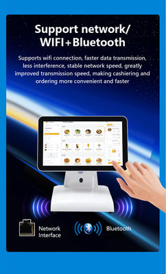 15 นิ้ว N2840 เครื่อง POS Desktop ร้านอาหาร POS Terminal 2+32GB ระบบ POS ทั้งหมดในระบบเดียว พร้อมหน้าจอลูกค้า
