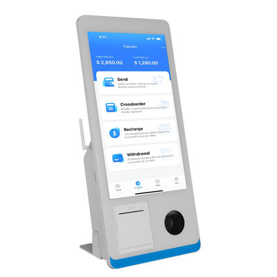 ตู้สั่งอาหารด้วยตนเองของร้านอาหาร Win 8+128GB ตู้ชำระเงินด้วยตนเองพร้อมเครื่องพิมพ์ เครื่องสแกน NFC QR Code