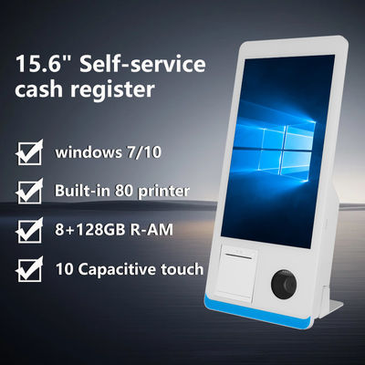 ตู้สั่งอาหารด้วยตนเองของร้านอาหาร Win 8+128GB ตู้ชำระเงินด้วยตนเองพร้อมเครื่องพิมพ์ เครื่องสแกน NFC QR Code