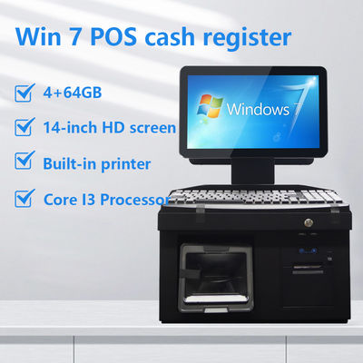 14 นิ้ว Dual Touch Screen Win7 Pos เครื่องจองเงิน i3 Cpu 4+64GB เครื่องจอง POS Desktop พร้อมเครื่องพิมพ์ คีย์บอร์ด สแกนเนอร์
