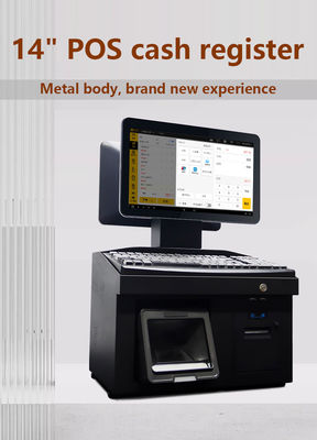14 นิ้ว Dual Touch Screen Win7 Pos เครื่องจองเงิน i3 Cpu 4+64GB เครื่องจอง POS Desktop พร้อมเครื่องพิมพ์ คีย์บอร์ด สแกนเนอร์