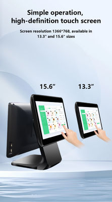 ระบบ POS หน้าจอสัมผัสคู่ขนาด 13.3/15.6 นิ้ว ระบบ Win I3 POS เทอร์มินัลสำหรับร้านค้าปลีก พร้อมฐานพับได้