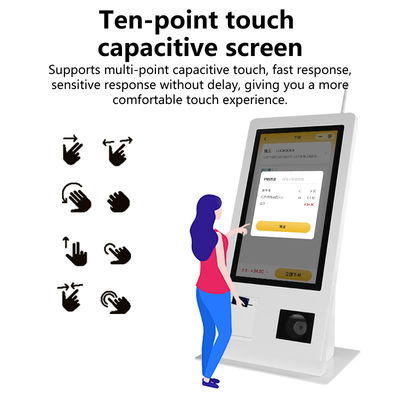15.6" เครื่อง POS เซลฟ์เซอร์วิส พร้อมระบบปฏิบัติการ Win 10 เครื่องสแกนหน้าจอสัมผัส เครื่องพิมพ์ NFC QR Code Reader