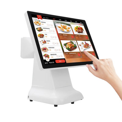 เครื่อง POS แคชเชียร์ Win ดีไซน์พลาสติกสไตล์เรียบง่าย และหน้าจอคู่ขนาด 15.6 นิ้ว แบบ All-in-One สำหรับ Win