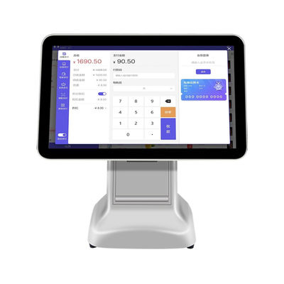 เครื่องแคชเชียร์สินค้า เทอร์มินอล 15.6 นิ้ว Android POS All in One มินิแคชเชียร์ซูเปอร์มาร์เก็ต พร้อมเอาต์พุตเครื่องพิมพ์สี