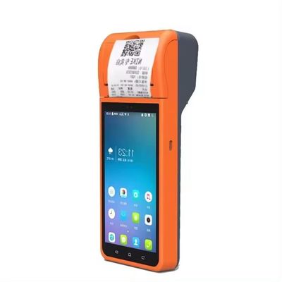 การออกแบบเครื่องพิมพ์แบบโมนโครม 5.5 นิ้ว Android 8.1 PDA POS Terminal สําหรับการประมวลผลคําสั่งร้านอาหารที่เรียบง่าย