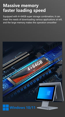หน่วยความจำ DDR3 4GB หน้าจอ 15.6 นิ้ว เครื่อง POS สำหรับร้านอาหาร ระบบ POS แบบสัมผัส All-in-One เครื่อง POS Windows