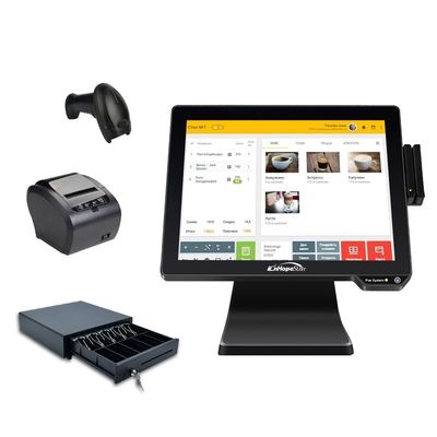 ร้านอาหารสั่งเครื่องพิมพ์ความร้อน ด้วยความละเอียด Win/Android POS Cash Register 13.3/15.6 นิ้ว 1366*768 ความละเอียด