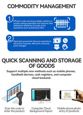 ร้านอาหารสั่งเครื่องพิมพ์ความร้อน ด้วยความละเอียด Win/Android POS Cash Register 13.3/15.6 นิ้ว 1366*768 ความละเอียด