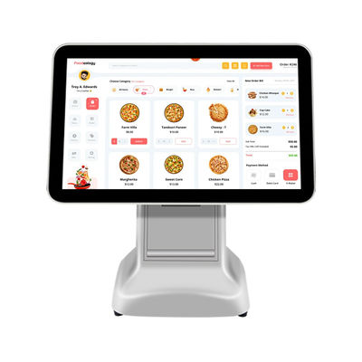 All in One Core White USB3.0 อินเตอร์เฟซ สแกนเช็ค เคชเรจเตอร์ โพส เทอร์มินัล ระบบด้วย 80 มิลลิเมตร พิมพ์และ 15.6 นิ้ว LCD