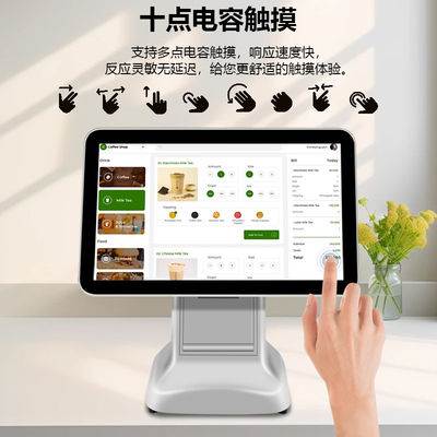 All in One Core White USB3.0 อินเตอร์เฟซ สแกนเช็ค เคชเรจเตอร์ โพส เทอร์มินัล ระบบด้วย 80 มิลลิเมตร พิมพ์และ 15.6 นิ้ว LCD