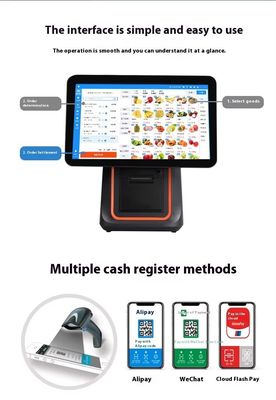 เครื่อง POS สำหรับร้านค้า หน้าจอ 15.6 นิ้ว Android POS Terminal พร้อมเครื่องสแกนและเครื่องพิมพ์ RAM 4GB DDR4 ความจุฮาร์ดดิสก์ 64GB