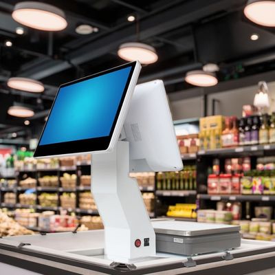 15.4 นิ้ว Dual Screen Win Touch All in One Scale Weighing POS ซุปเปอร์มาร์เก็ต โฮเต็ล's Ultimate POS Solution กับ WIFI/BT
