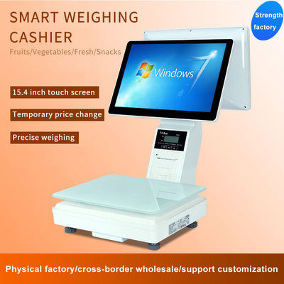 15.4 นิ้ว Dual Screen Win Touch All in One Scale Weighing POS ซุปเปอร์มาร์เก็ต โฮเต็ล's Ultimate POS Solution กับ WIFI/BT