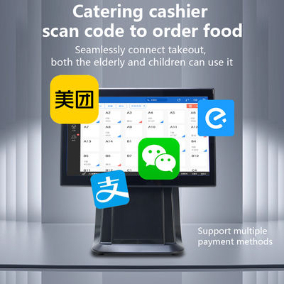 เครื่อง POS หน้าจอสัมผัสขนาด 15.6 นิ้ว ประสิทธิภาพสูง พร้อมโปรเซสเซอร์ I3 All In One สำหรับร้านค้าปลีกซุปเปอร์มาร์เก็ต พร้อมจอแสดงผลลูกค้า