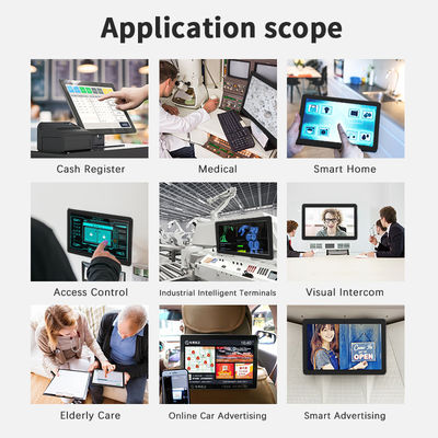 จอแสดงผลเชิงพาณิชย์แบบติดผนังขนาด 32 นิ้ว ป้ายดิจิทัลโฆษณา แท็บเล็ตพีซี Android NFC POE หน้าจอสัมผัส ตู้บริการธุรกิจ