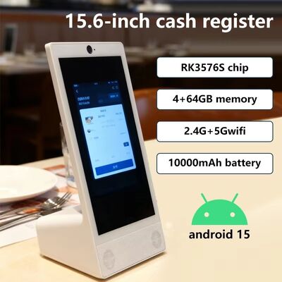 เดสก์ท็อปแบบ L ขนาด 15.6 นิ้ว 1920x1080 android แท็บเล็ตพีซี 15 นิ้ว Wi-Fi NFC หน้าจอสัมผัสแบบ Capacitive แบตเตอรี่ 10000mah Octa Core สำหรับร้านอาหารฟาสต์ฟู้ด พร้อมลำโพง