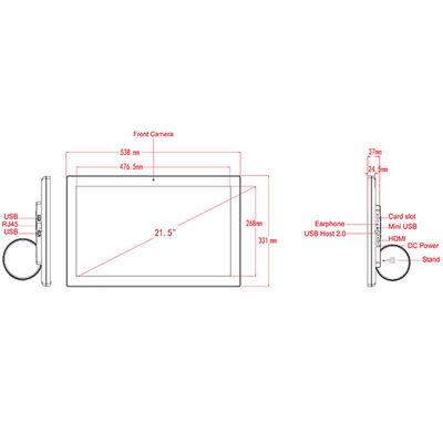 RK3399 ความละเอียดสูง แท็บเล็ต Android ขนาด 21 นิ้ว / คอมพิวเตอร์ All In One Touch Screen