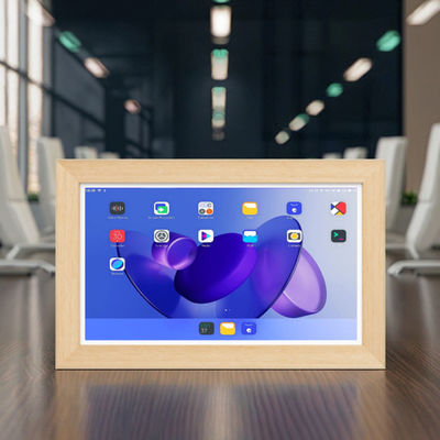 คุณภาพ  21.5Inch RK3588 Wooden Frame Android 13 Tablet POE NFC Wall Mounted Tablet PC for Advertising Use โรงงาน