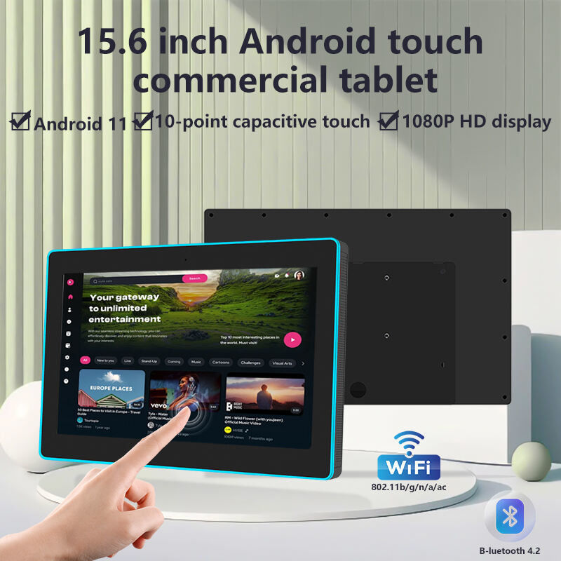 15.6 นิ้ว RK3566 NFC POE พาวเวอร์ แท็บเล็ต คอมพิวเตอร์ติดผนัง การประชุม แอนดรอยด์ แท็บเล็ตด้วยไฟ LED
