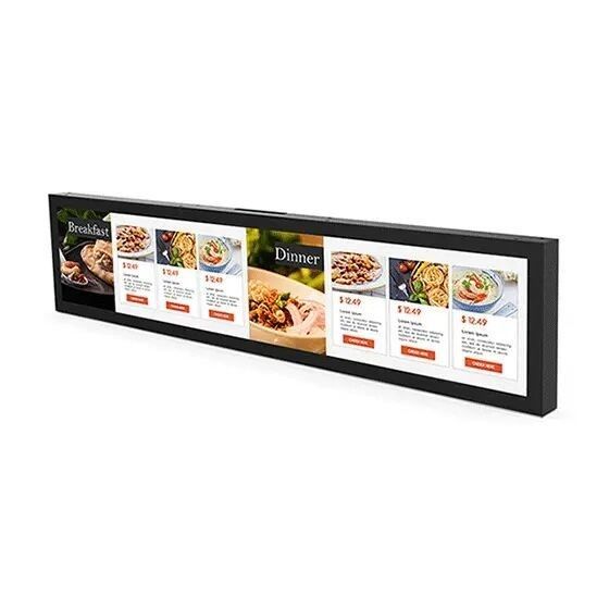 เครื่องโฆษณาชนิดสตาร์ติดผนัง 19 นิ้ว 1920x360 แอนดรอยด์แท็บเล็ต