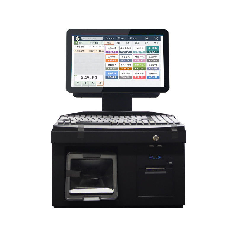 14 นิ้ว Dual Touch Screen Win7 Pos เครื่องจองเงิน i3 Cpu 4+64GB เครื่องจอง POS Desktop พร้อมเครื่องพิมพ์ คีย์บอร์ด สแกนเนอร์