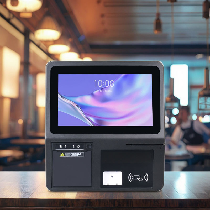 เทคโนโลยีเครื่องพิมพ์โอนความร้อน 11.6 นิ้ว Android POS Kiosk สําหรับร้านอาหารซูเปอร์มาร์เก็ต 4GB 32GB NFC 58mm หน้าจอสัมผัส