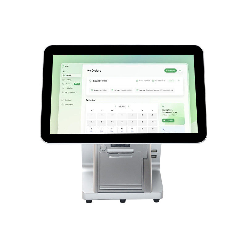 Win7/10 Android รองรับ 15.6 นิ้ว ดับเบิลสกรีน POS System Monitor ทนทาน IPS ทัชมอนิเตอร์ สําหรับร้านอาหารซูเปอร์มาร์เก็ต