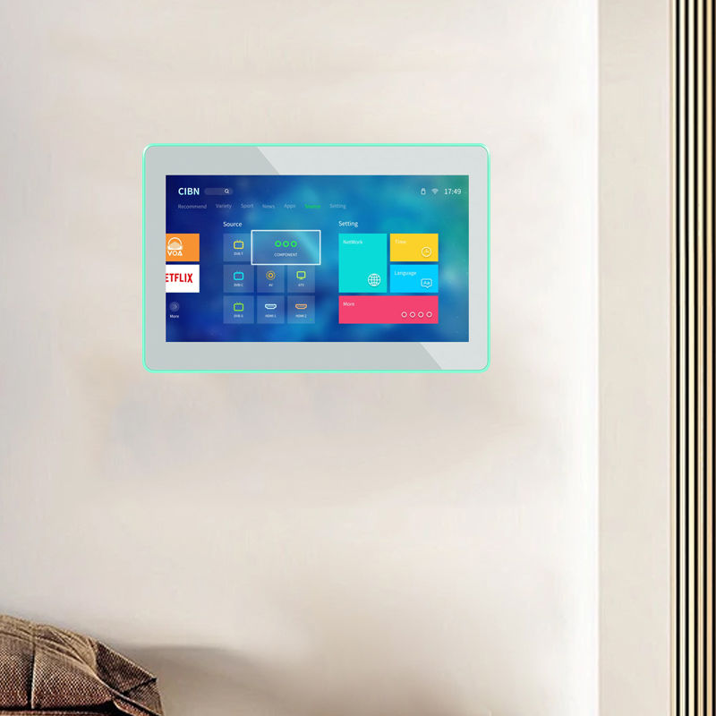 8 นิ้ว แอนดรอยด์ แท็บเล็ตติดผนัง PC POE NFC wifi หน้าจอสัมผัสด้วย 4 - ไฟ LED ข้างสําหรับห้องประชุมบ้านฉลาด จองโรงแรม การกําหนดเวลา