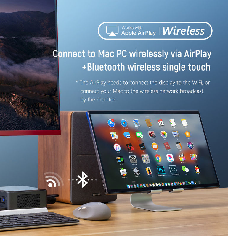ขนาดหนา 10 มิลลิเมตร โทรศัพท์มือถือ มอนิเตอร์จอสัมผัสไร้สาย Wifi Buletooth