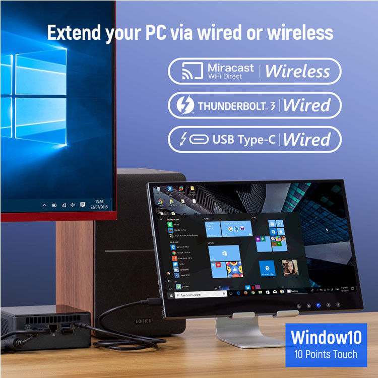 โฮปสตาร์ 11 มม 15.6 นิ้ว คอมพิวเตอร์ มอนิเตอร์ 1080P Full HD IPS มอนิเตอร์จอสัมผัส