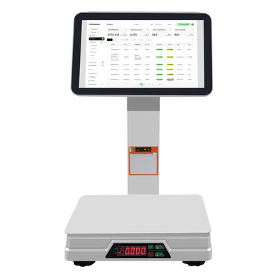 เครื่อง POS หน้าจอสัมผัสคู่ขนาด 15.6+14 นิ้ว พร้อมเครื่องชั่งน้ำหนัก เครื่องอ่านบาร์โค้ด และเครื่องพิมพ์ความร้อนสำหรับร้านค้าปลีก